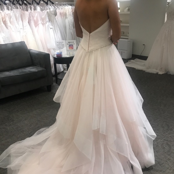 NEW beautiful, unique blush strapless ballgown wedding dress - Picture 2 of 3